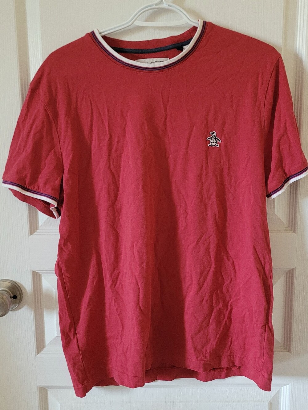 Penguin Cotton Red Tshirt, 100% Cotton T Shirt, Mens, Medium
